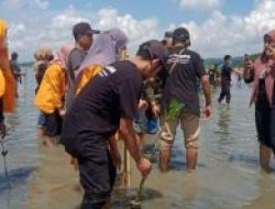 Peringati Hari Bumi Se Dunia, FHIL UHO Tanam Ribuan Bibit Mangrove di Pantai Tapulaga